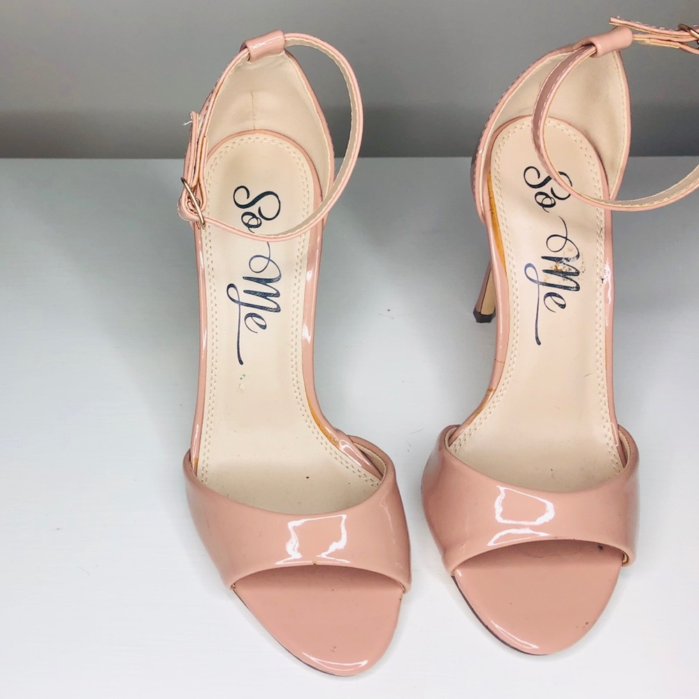 Strappy nude heels